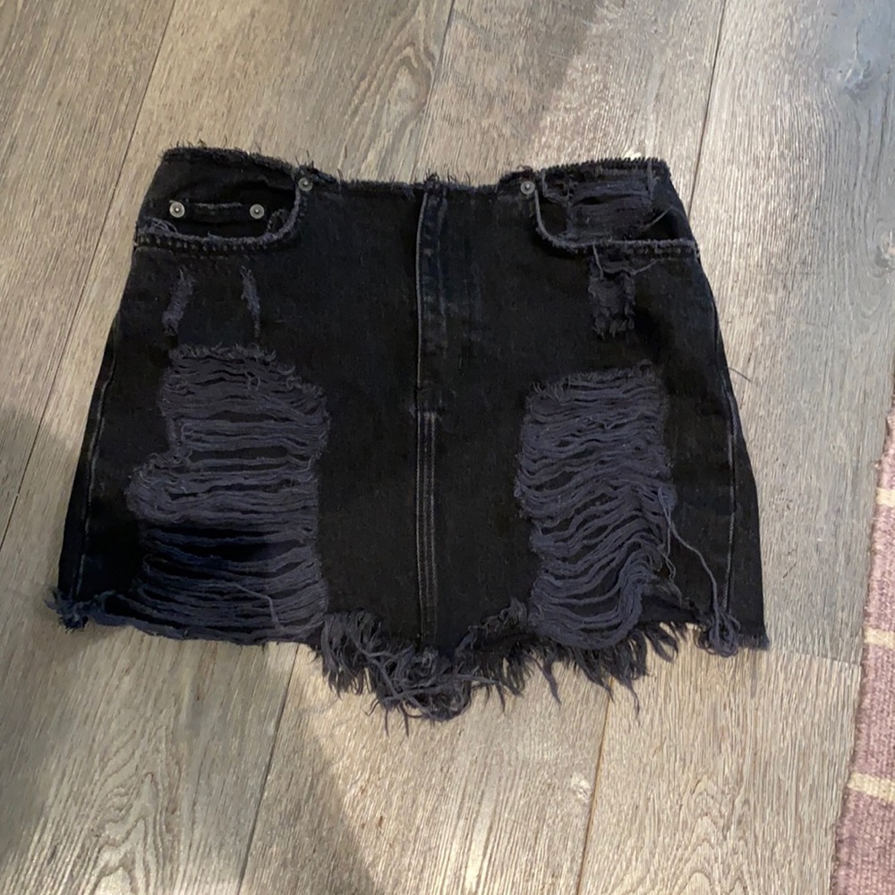 Black denim skirt